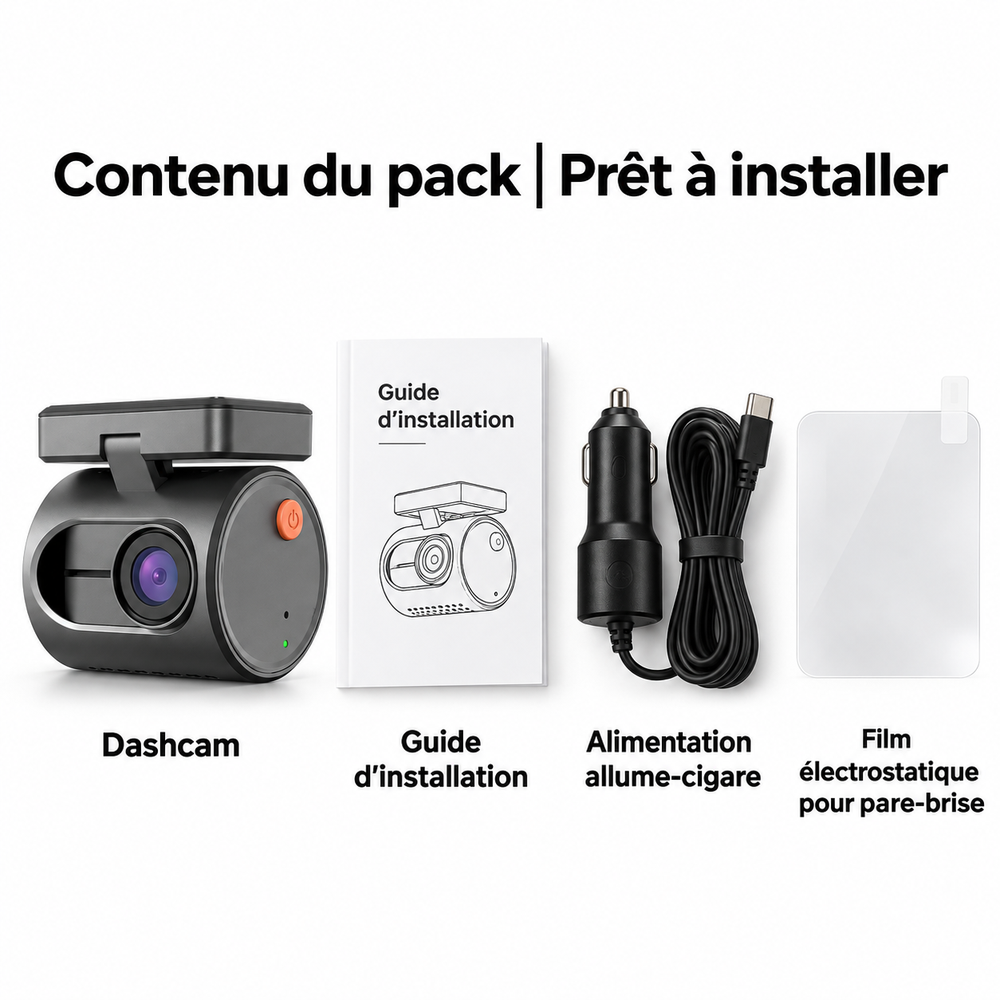 KAWA-Mini Caméra de Tableau de Bord 2K pour Voiture