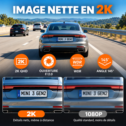 KAWA-Mini Caméra de Tableau de Bord 2K pour Voiture