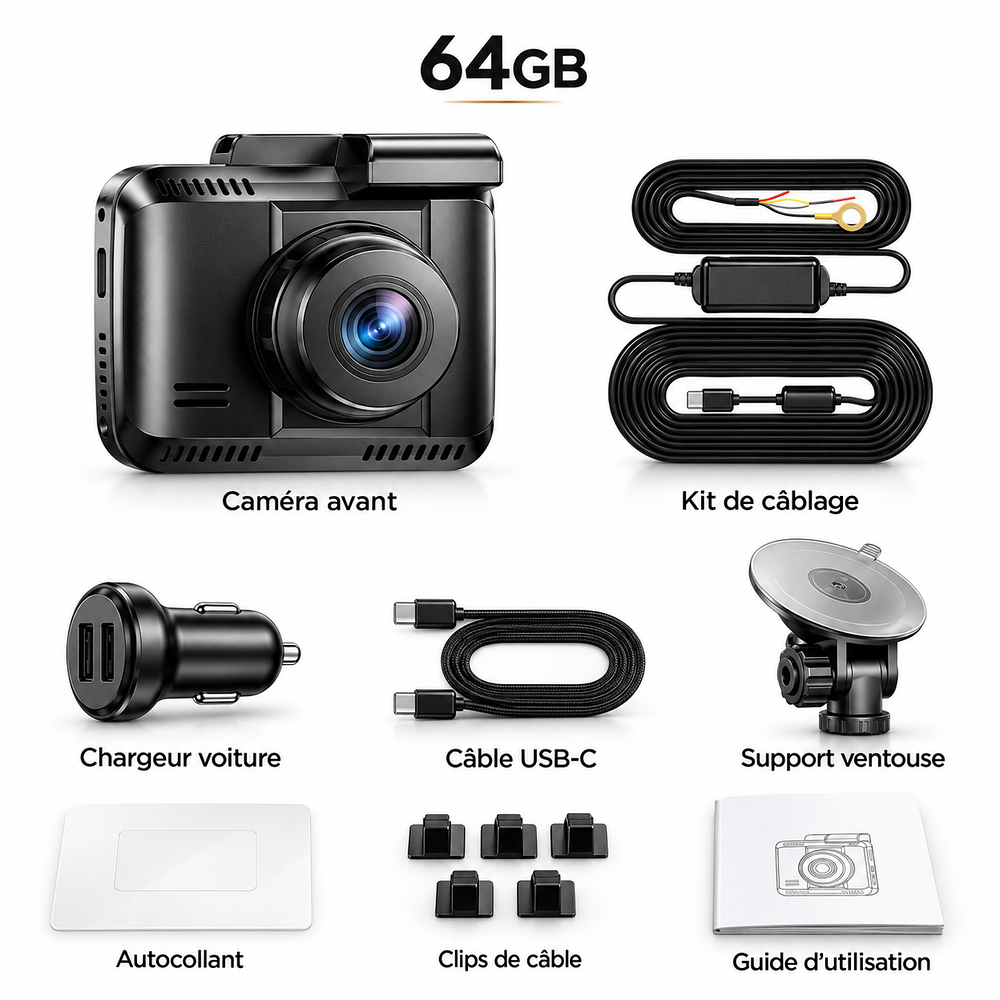 Dashcam 64 ou 128 GB